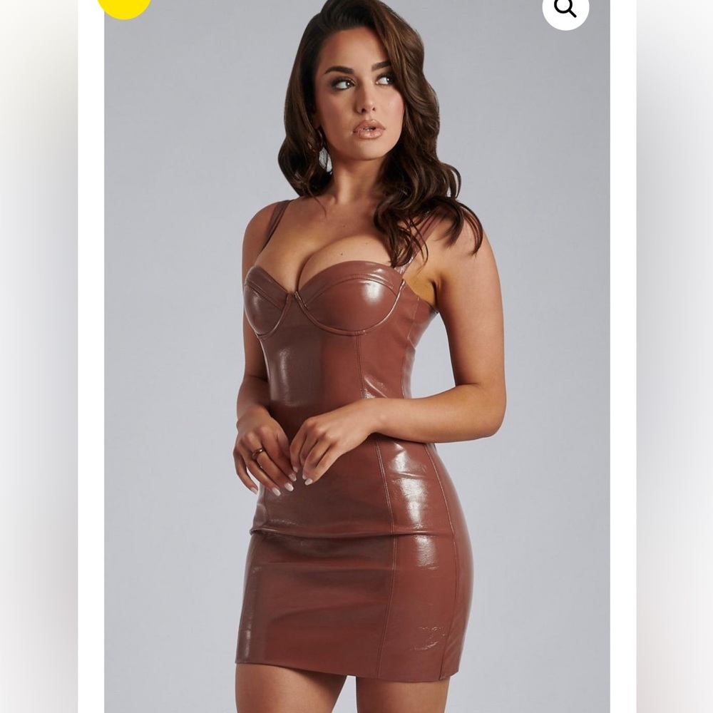 Meshki Mini Dresses | Amoura  Patent Cupped Mini Dress